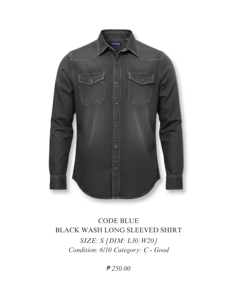 CODE BLUE - Black Wash Shirt