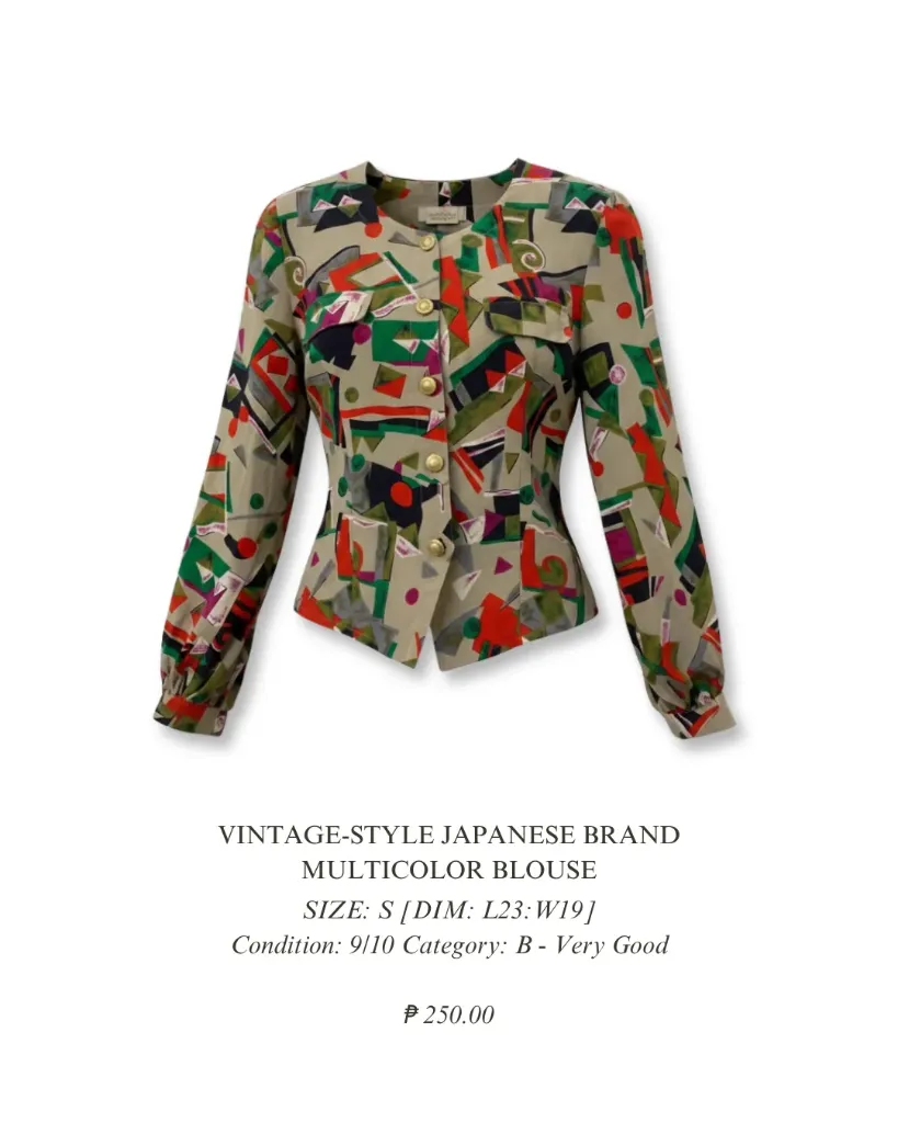 Vintage Style Japanse Brand Multicolor Blouse