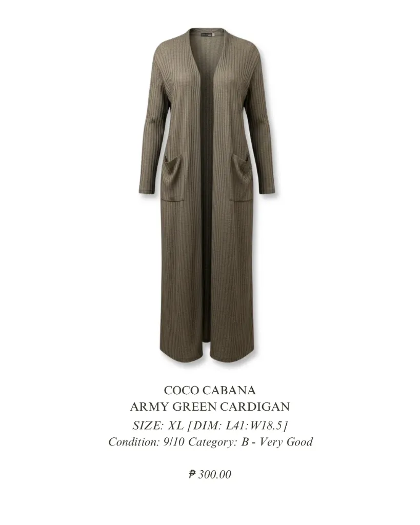 COCO CABANA - Army Green Cardigan