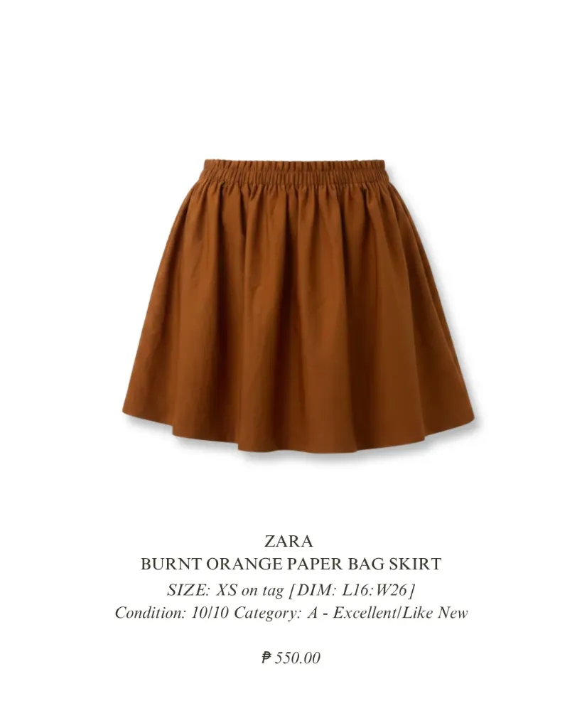 ZARA Burnt Orange Paper Bag Skirt