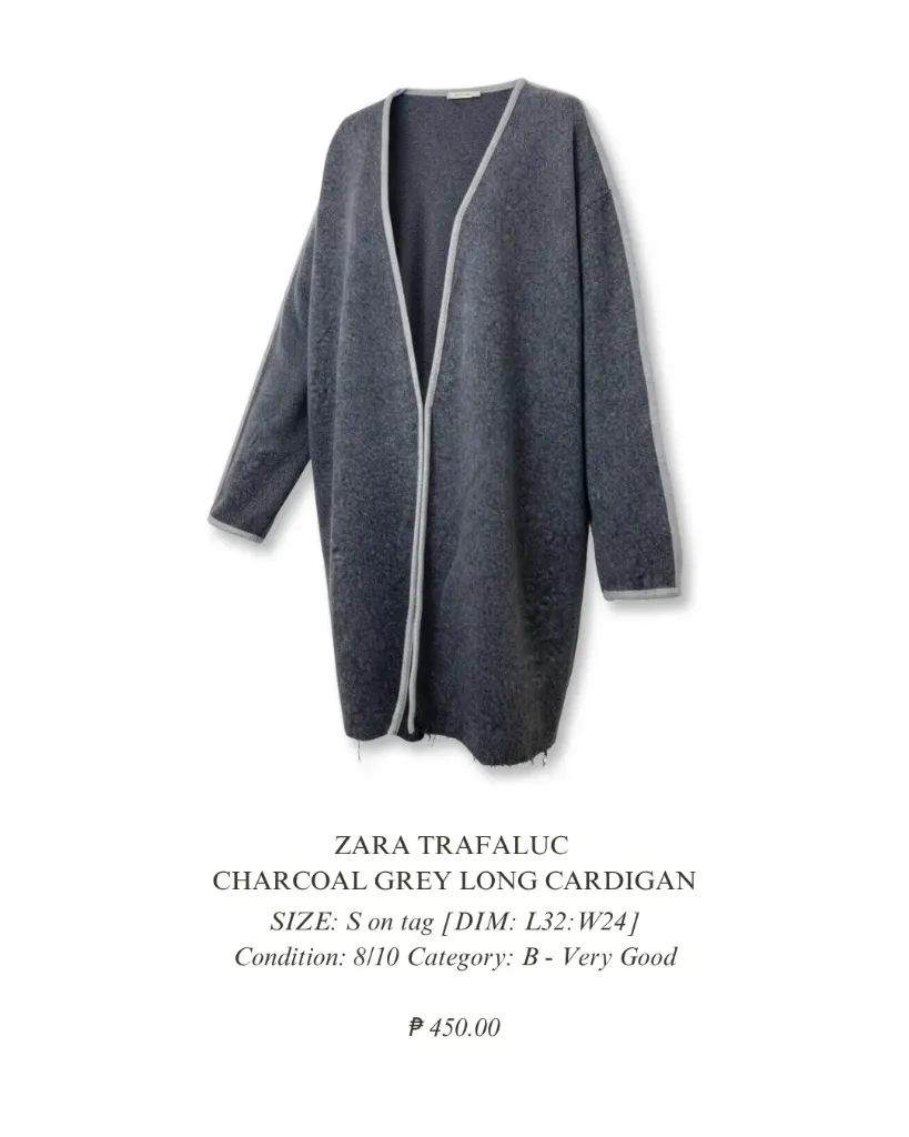 ZARA Trafaluc Charcoal Grey long cardigan
