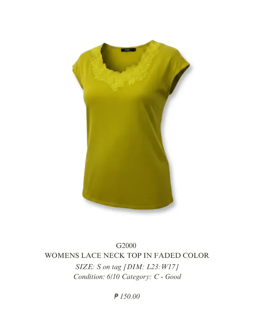 G2000 womens lace neck top in faded color