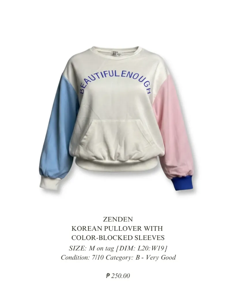 Zenden- Korean pullover with color nlocked sleeves in light blue and pink