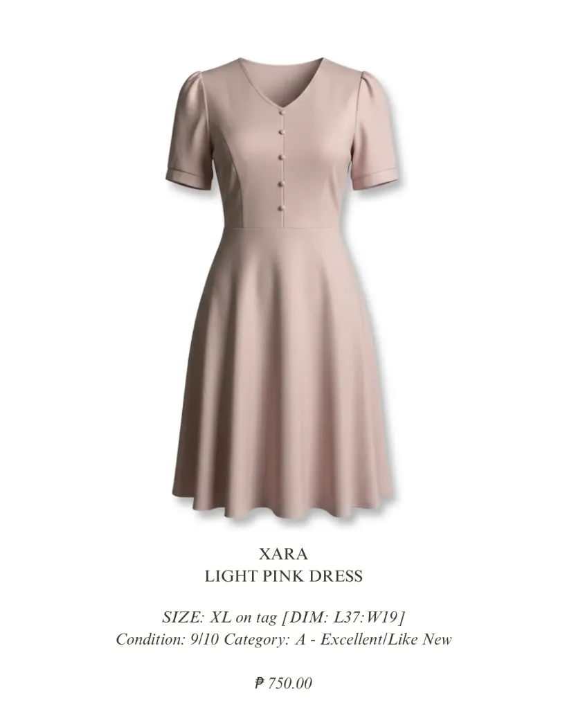 XARA- A light pink colored dress with a simple modest design.
