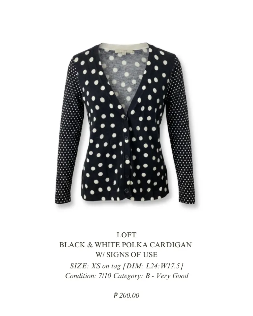 Black & White Polka Dots Cardigan by Loft w/ signs of use