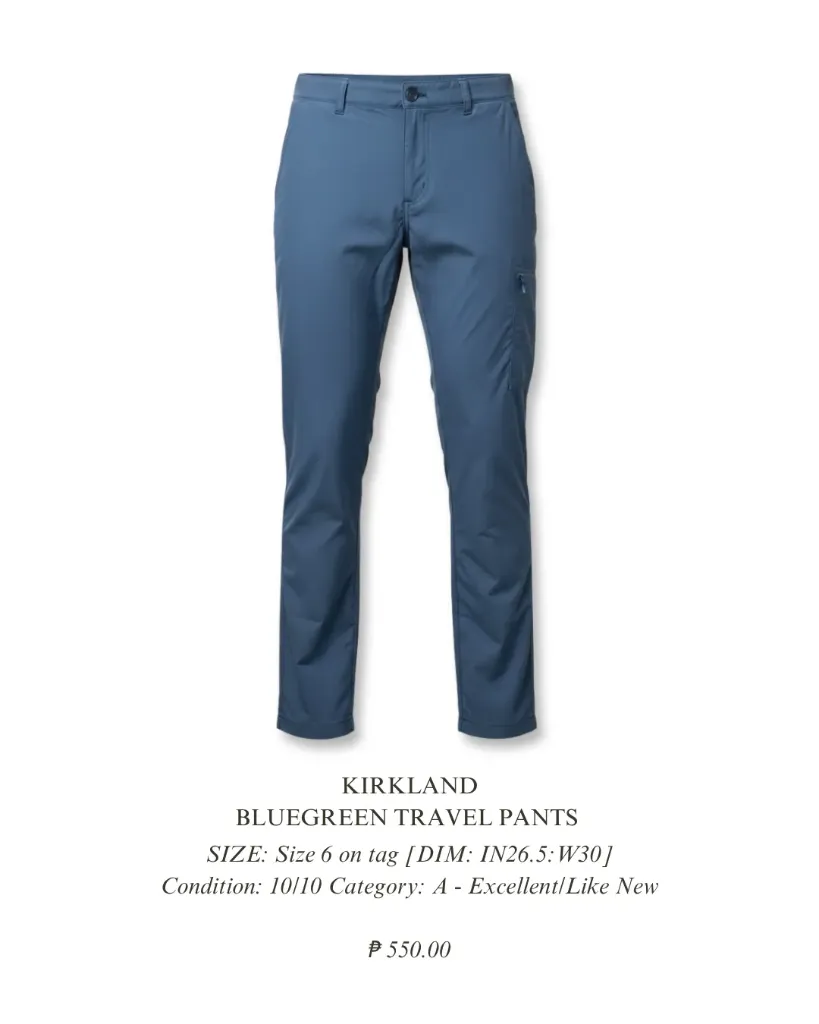 Bluegreen Travel Pants by Kirkland