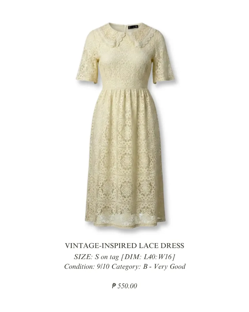 No Brand vintage-inspired short-sleeved lace dress