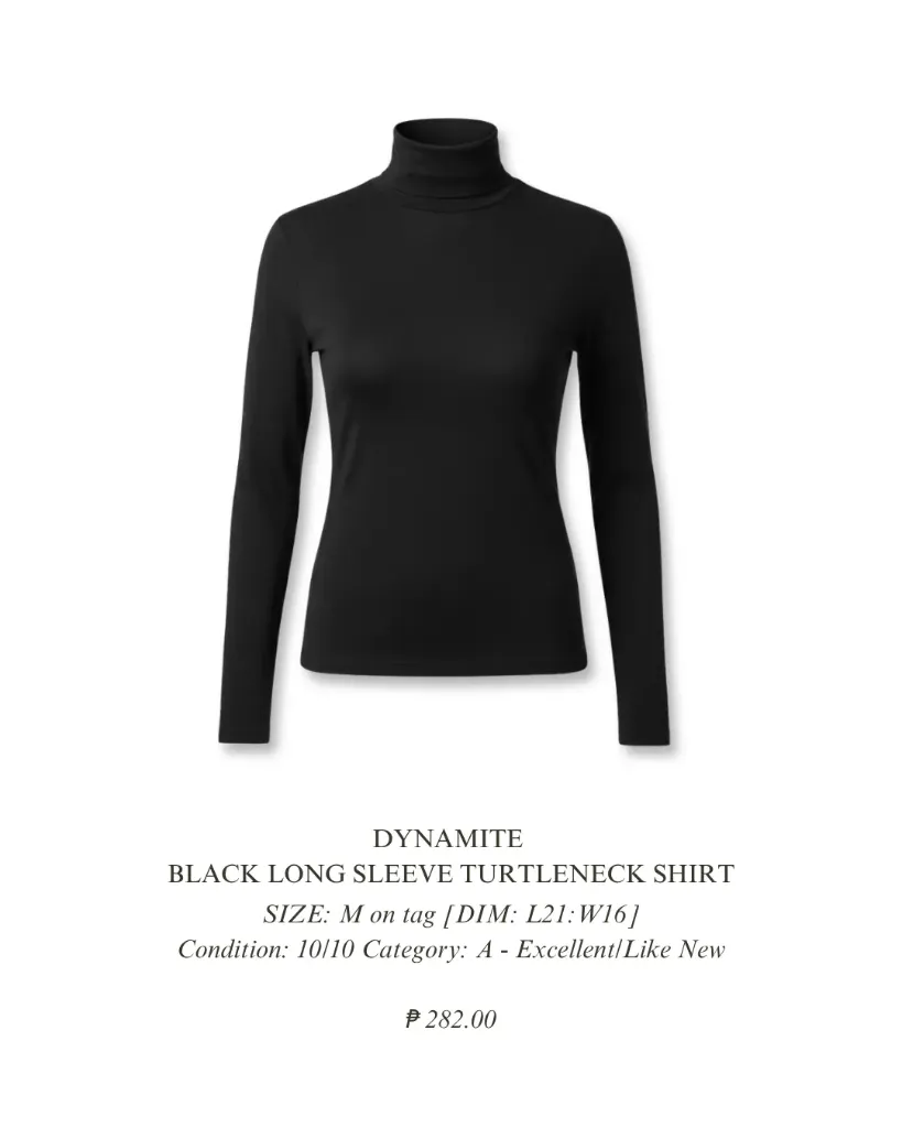 Dynamite Black Long Sleeve Turtleneck Shirt
