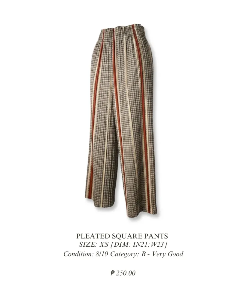 No brand- Pleated square pants w/ loose threads at the seams