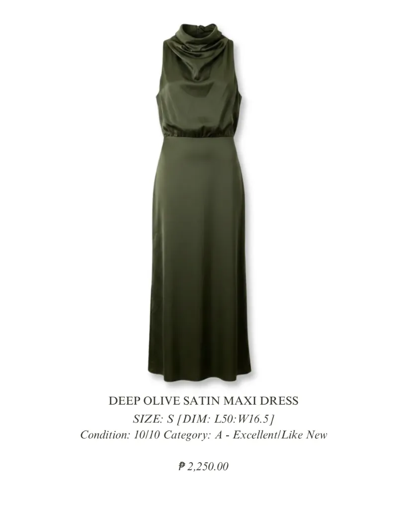 Deep Olive Satin Maxi Dress