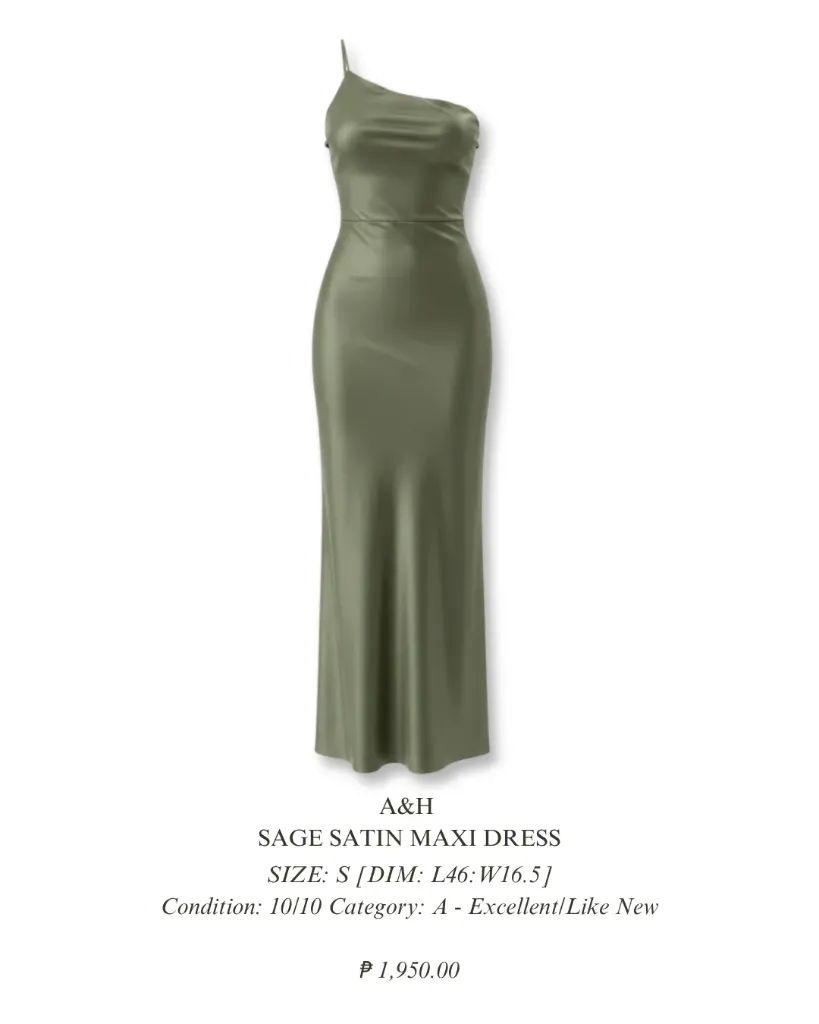 A&H Sage Satin Maxi Dress