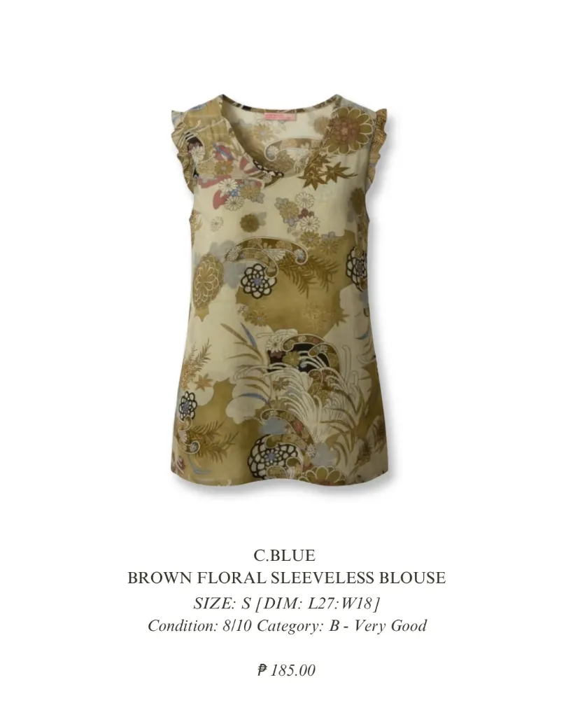 C.BLUE Brown Floral Sleeveless Blouse