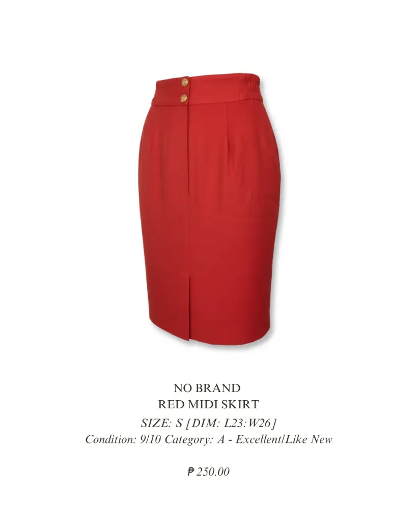 NO BRAND Red Midi Skirt
