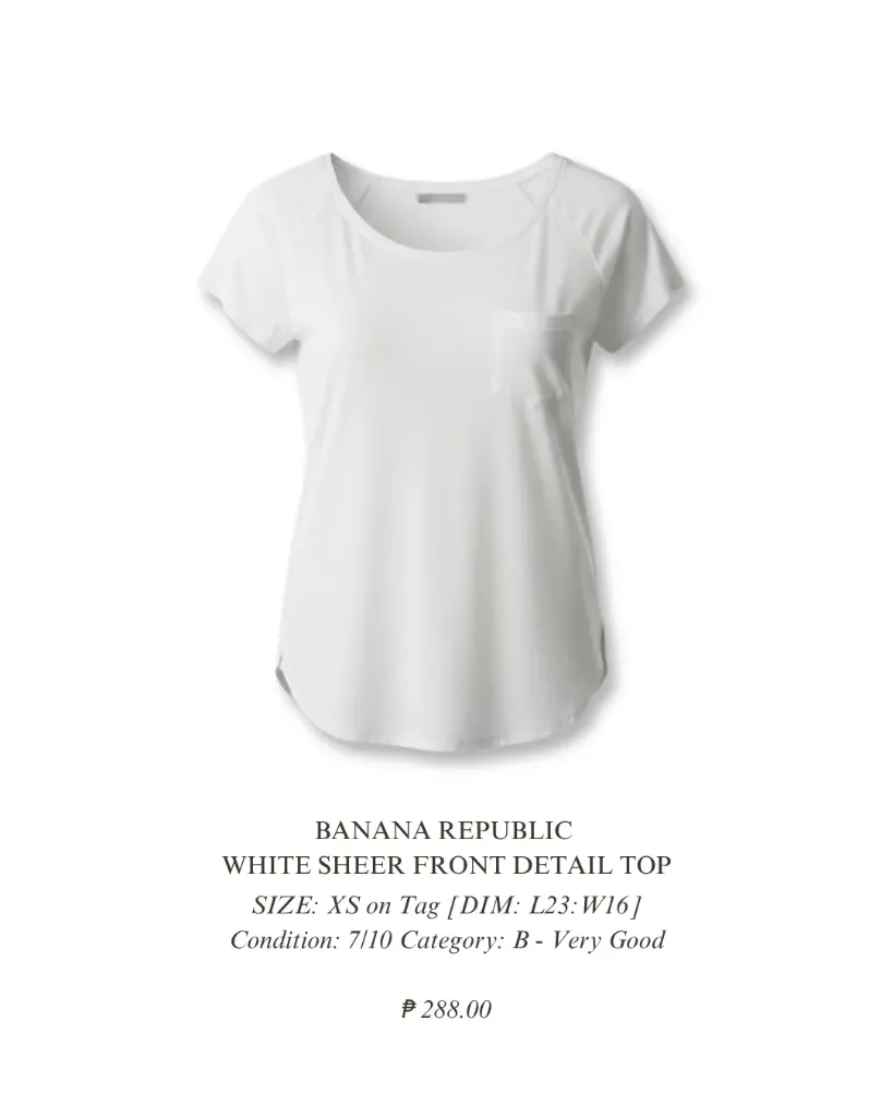 BANANA REPUBLIC White Short Sleeve Sheer front detail Top